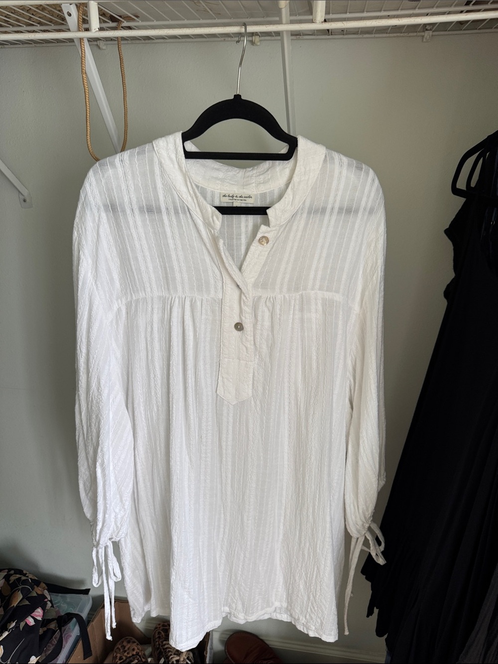 The Lady and the Sailor Billow sleeve mini dress in white